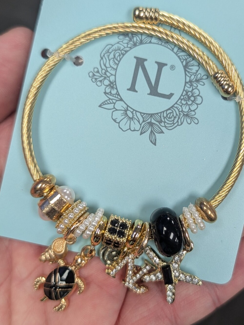 Nicole Lee USA Gold Ocean‎ Charm Cable Bracelet